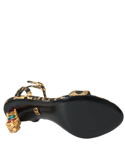 Dolce & Gabbana Leopard Crystals Sandals - Ellie Belle