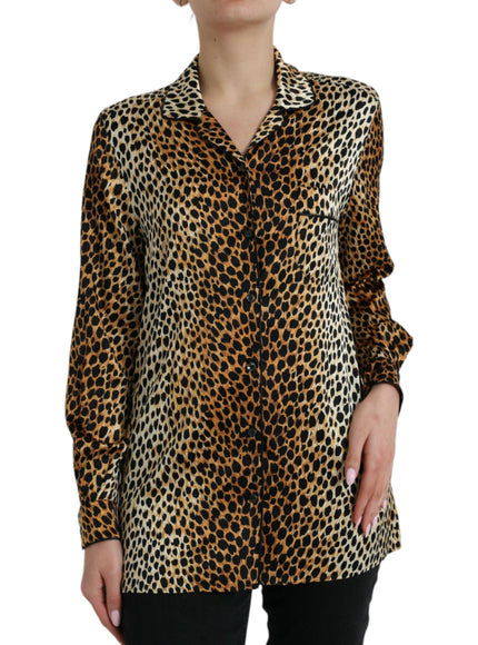 Dolce & Gabbana Leopard Silk-Blend Pajama Shirt - Ellie Belle