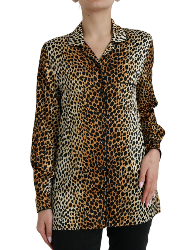 Dolce & Gabbana Leopard Silk-Blend Pajama Shirt - Ellie Belle