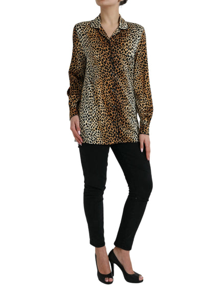 Dolce & Gabbana Leopard Silk-Blend Pajama Shirt - Ellie Belle