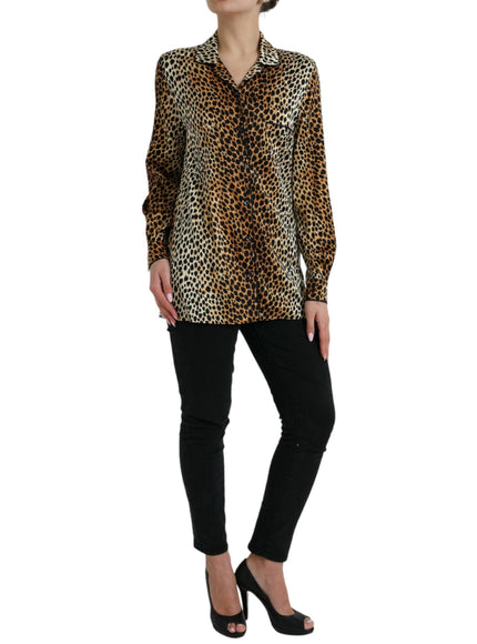 Dolce & Gabbana Leopard Silk-Blend Pajama Shirt - Ellie Belle