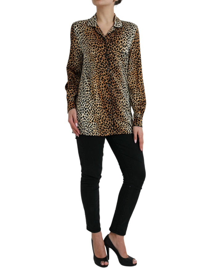 Dolce & Gabbana Leopard Silk-Blend Pajama Shirt - Ellie Belle