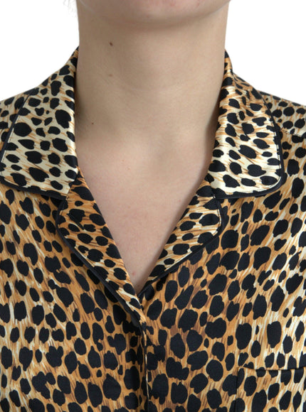 Dolce & Gabbana Leopard Silk-Blend Pajama Shirt - Ellie Belle