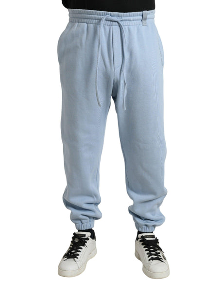 Dolce & Gabbana Light Blue Cotton Sweatpants Men Jogger Pants - Ellie Belle