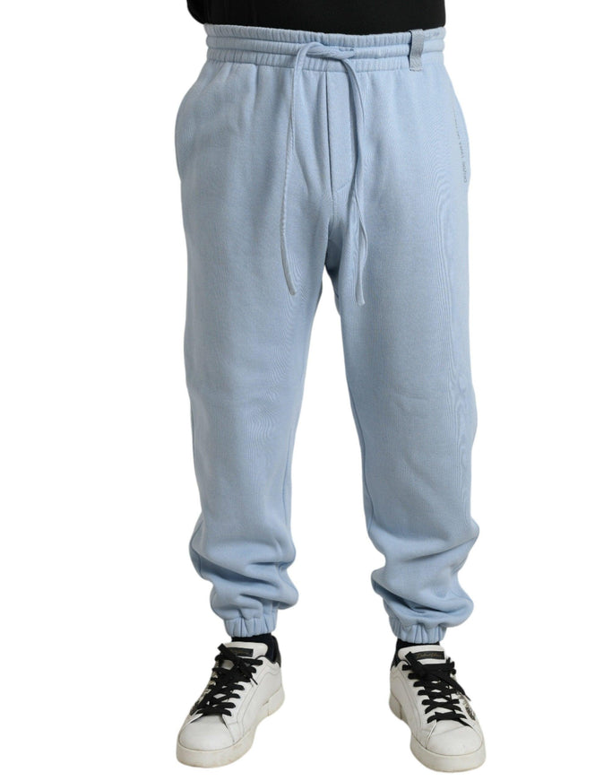 Dolce & Gabbana Light Blue Cotton Sweatpants Men Jogger Pants - Ellie Belle