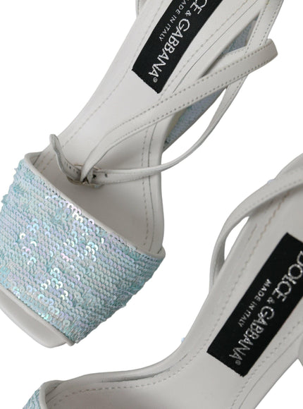 Dolce & Gabbana Light Blue Sequin Ankle Strap Sandals - Ellie Belle