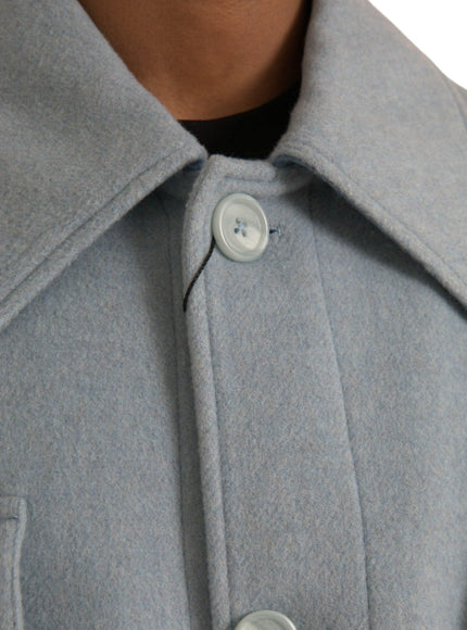 Dolce & Gabbana Light Blue Wool Button Coat - Ellie Belle