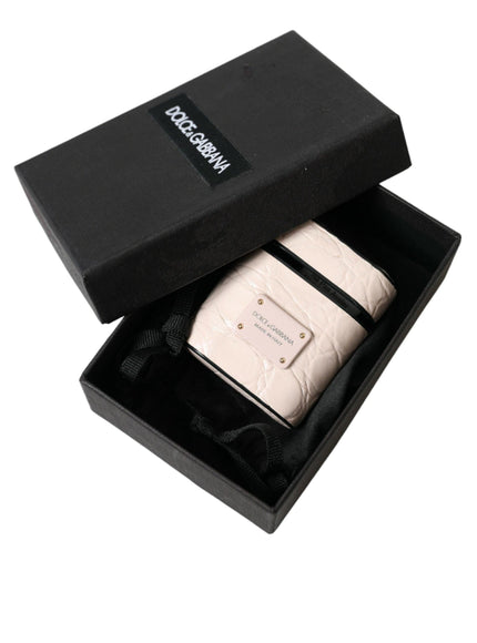 Dolce & Gabbana Light Pink Calf Leather Metal Logo Plaque Airpods Case - Ellie Belle