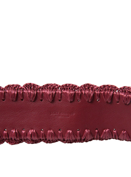 Dolce & Gabbana Maroon Beige Braided Canvas Wide Waist Belt - Ellie Belle