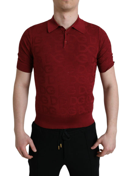 Dolce & Gabbana Maroon Collared Short Sleeve Silk T-shirt - Ellie Belle