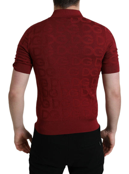 Dolce & Gabbana Maroon Collared Short Sleeve Silk T-shirt - Ellie Belle