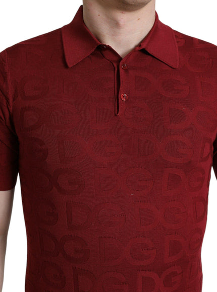 Dolce & Gabbana Maroon Collared Short Sleeve Silk T-shirt - Ellie Belle