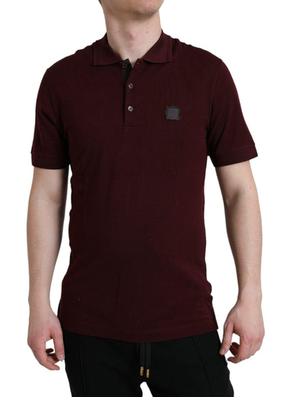 Dolce & Gabbana Maroon Cotton Blend Polo T-Shirt - Ellie Belle