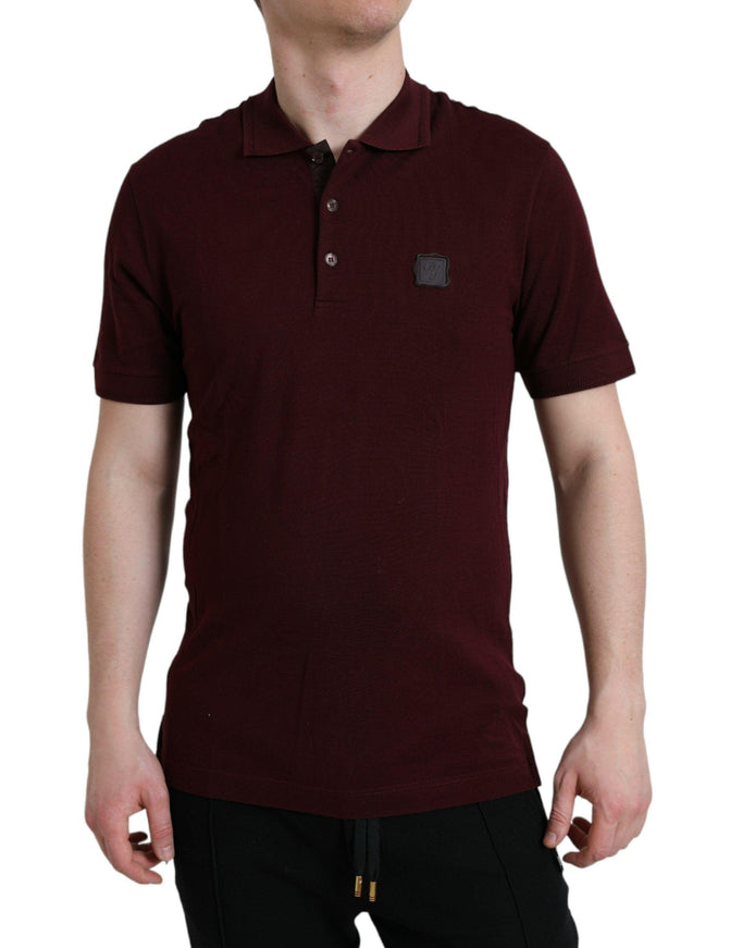 Dolce & Gabbana Maroon Cotton Blend Polo T-Shirt - Ellie Belle