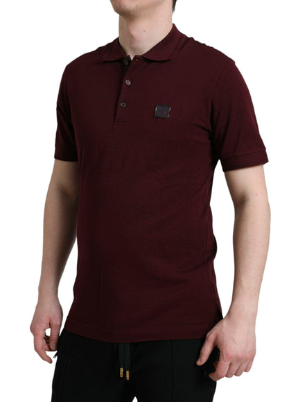 Dolce & Gabbana Maroon Cotton Blend Polo T-Shirt - Ellie Belle