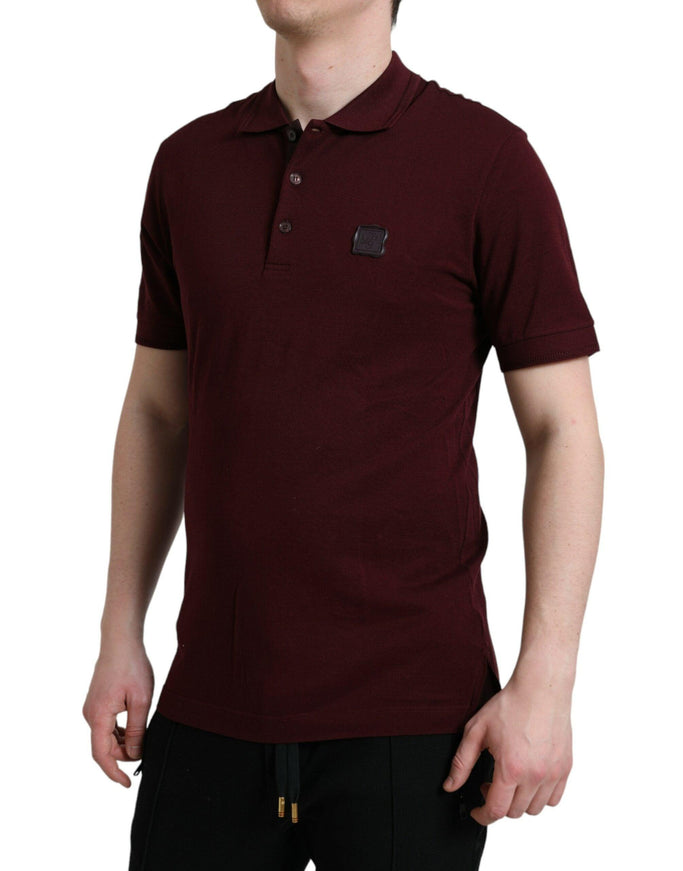 Dolce & Gabbana Maroon Cotton Blend Polo T-Shirt - Ellie Belle