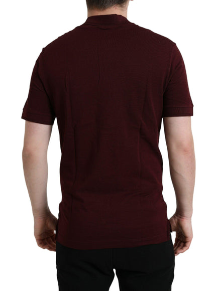 Dolce & Gabbana Maroon Cotton Blend Polo T-Shirt - Ellie Belle