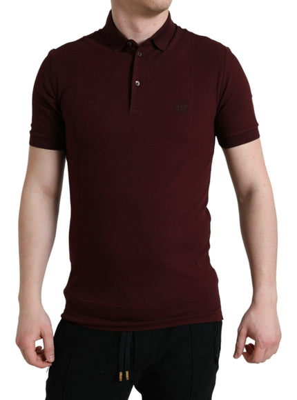 Dolce & Gabbana Maroon Cotton Polo T-Shirt - Ellie Belle