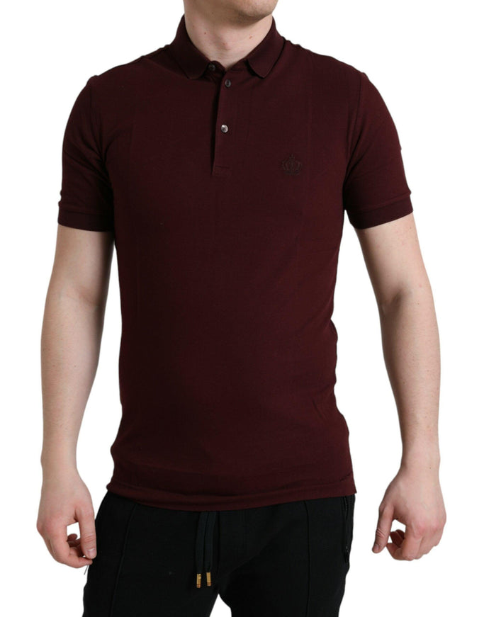 Dolce & Gabbana Maroon Cotton Polo T-Shirt - Ellie Belle