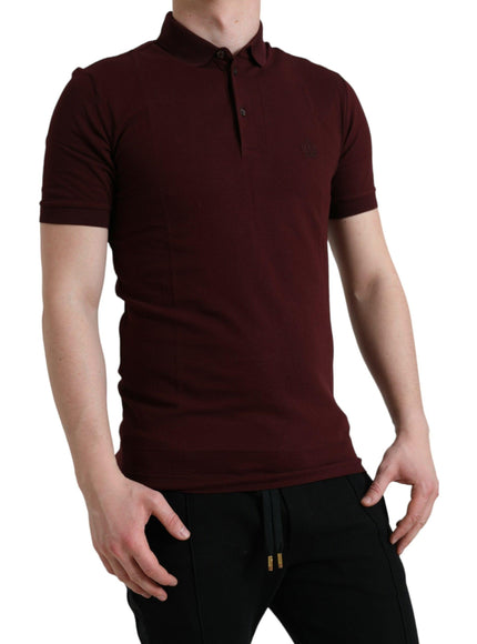 Dolce & Gabbana Maroon Cotton Polo T-Shirt - Ellie Belle