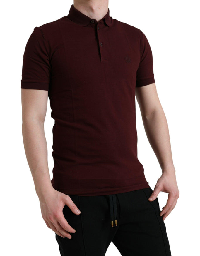 Dolce & Gabbana Maroon Cotton Polo T-Shirt - Ellie Belle