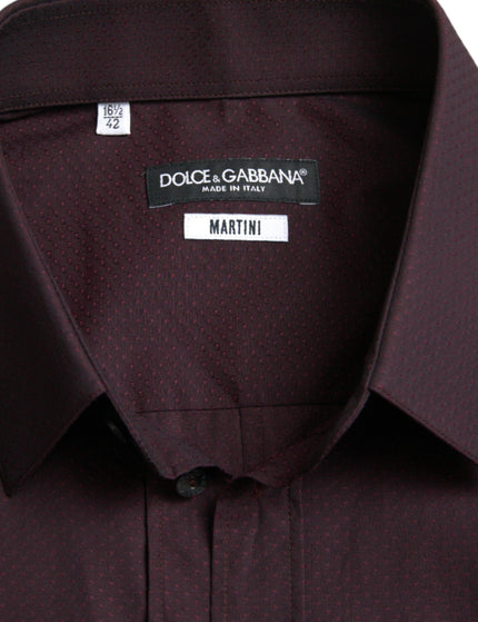 Dolce & Gabbana Maroon Jacquard Formal Dress MARTINI Shirt - Ellie Belle