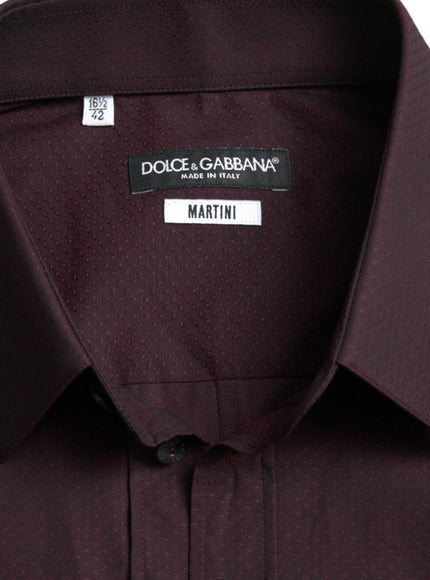 Dolce & Gabbana Maroon Jacquard Formal Dress MARTINI Shirt - Ellie Belle