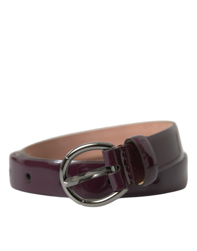 Dolce & Gabbana Maroon Leather Silver Metal Buckle Belt - Ellie Belle