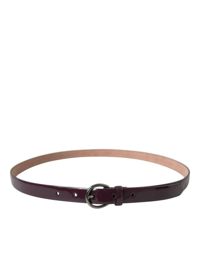 Dolce & Gabbana Maroon Leather Silver Metal Buckle Belt - Ellie Belle