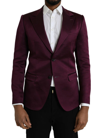 Dolce & Gabbana Maroon Silk Button Blazer - Ellie Belle