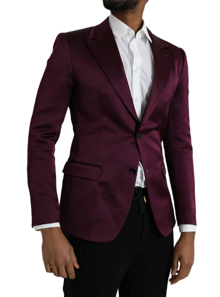 Dolce & Gabbana Maroon Silk Button Blazer - Ellie Belle