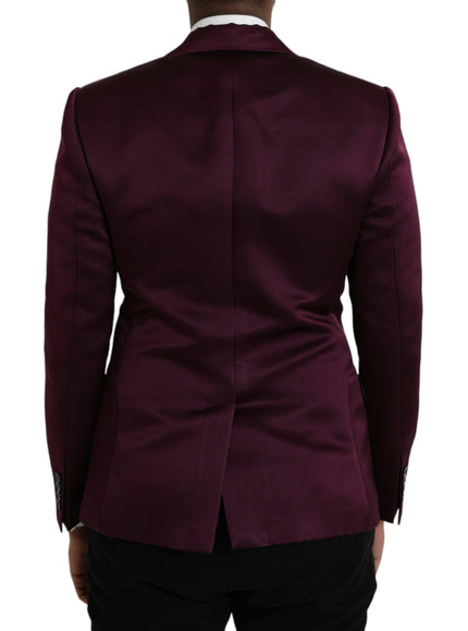 Dolce & Gabbana Maroon Silk Button Blazer - Ellie Belle