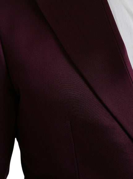 Dolce & Gabbana Maroon Silk Button Blazer - Ellie Belle