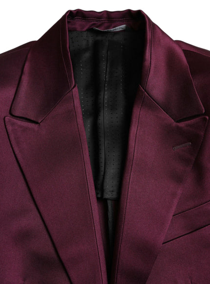 Dolce & Gabbana Maroon Silk Button Blazer - Ellie Belle