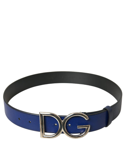 Dolce & Gabbana Men Blue DG Leather Belt - Ellie Belle