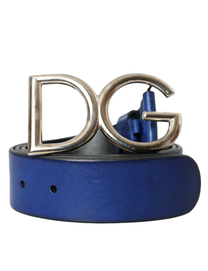 Dolce & Gabbana Men Blue DG Leather Belt - Ellie Belle