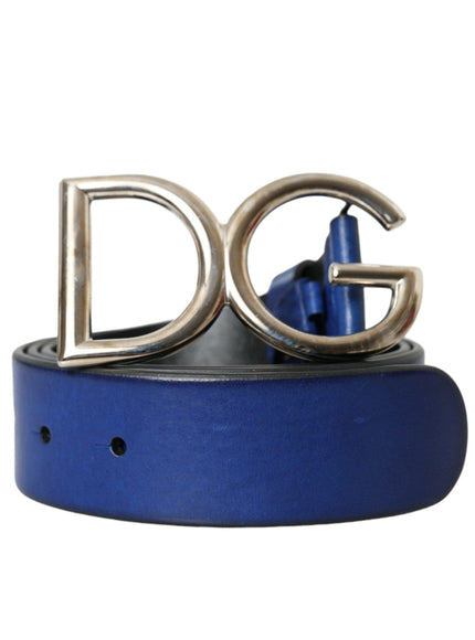 Dolce & Gabbana Men Blue DG Leather Belt - Ellie Belle