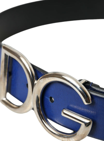 Dolce & Gabbana Men Blue DG Leather Belt - Ellie Belle