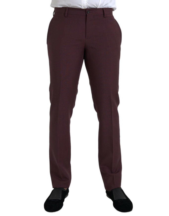 Dolce & Gabbana Men's Pants In Burgundy Wool - Ellie Belle