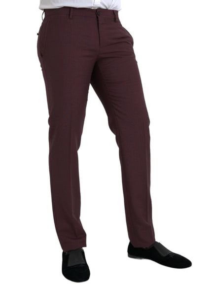 Dolce & Gabbana Men's Pants In Burgundy Wool - Ellie Belle