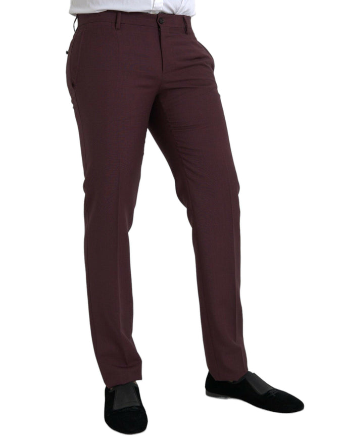 Dolce & Gabbana Men's Pants In Burgundy Wool - Ellie Belle