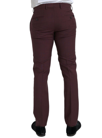 Dolce & Gabbana Men's Pants In Burgundy Wool - Ellie Belle