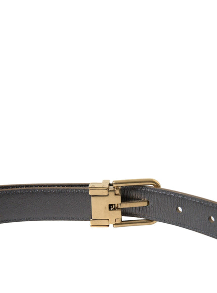 Dolce & Gabbana Metallic Gold Calf Leather Metal Buckle Belt - Ellie Belle