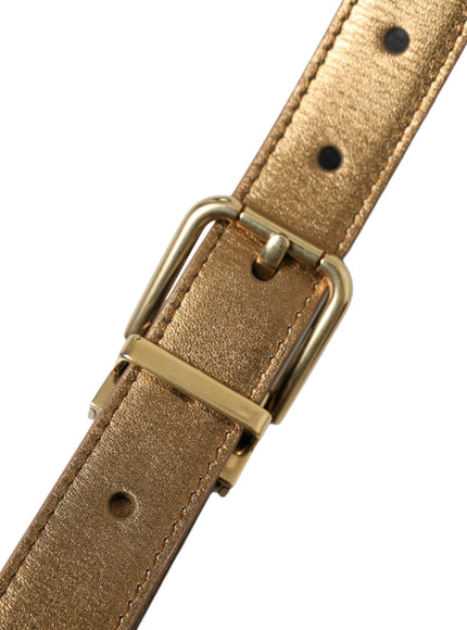 Dolce & Gabbana Metallic Gold Calf Leather Metal Buckle Belt - Ellie Belle