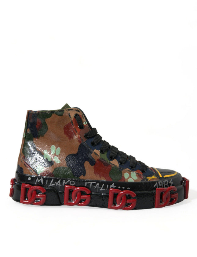 Dolce & Gabbana Multicolor Camouflage High Top Sneakers Shoes - Ellie Belle