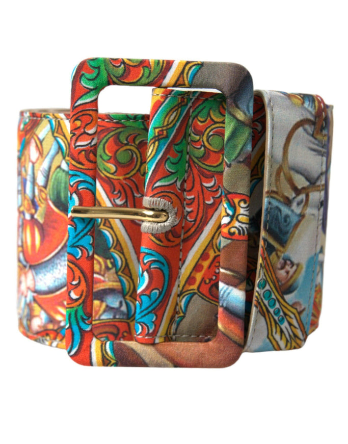 Dolce & Gabbana Multicolor Carretto Fabric Wide Waist Belt - Ellie Belle