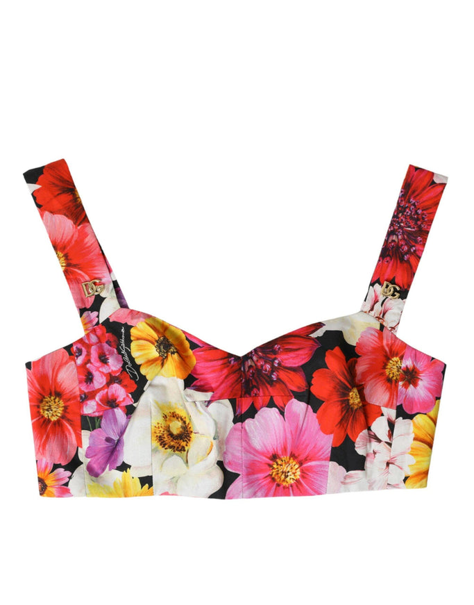 Dolce & Gabbana Multicolor Cropped Top with Floral Motif - Ellie Belle