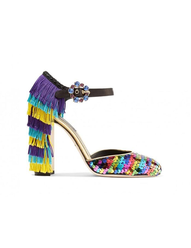 Dolce & Gabbana Multicolor Embellished Leather Pumps - Ellie Belle