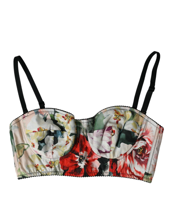 Dolce & Gabbana Multicolor Floral Bustier Crop Top - Ellie Belle