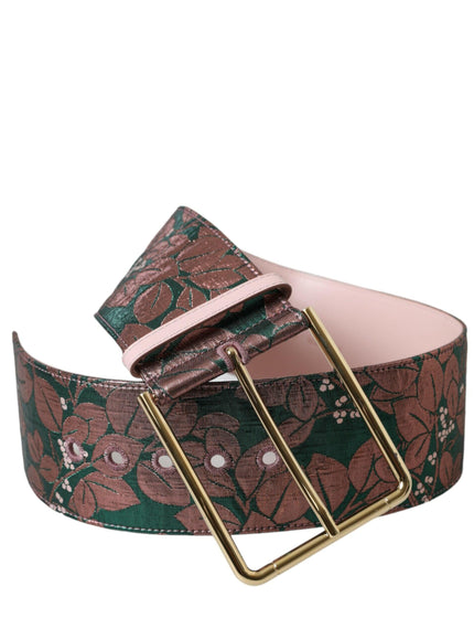 Dolce & Gabbana Multicolor Floral Jacquard Lurex Gold Buckle Belt - Ellie Belle
